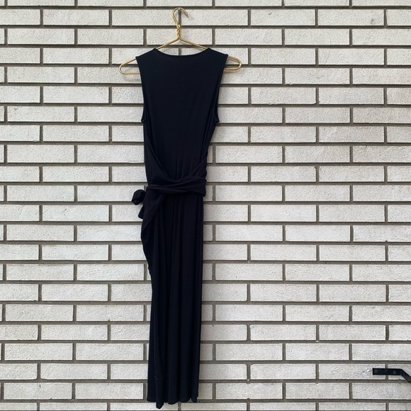 Peruvian Connection Black Sari Tie Front Dress Pima Cotton Modal Spandex Small - Picture 3 of 9